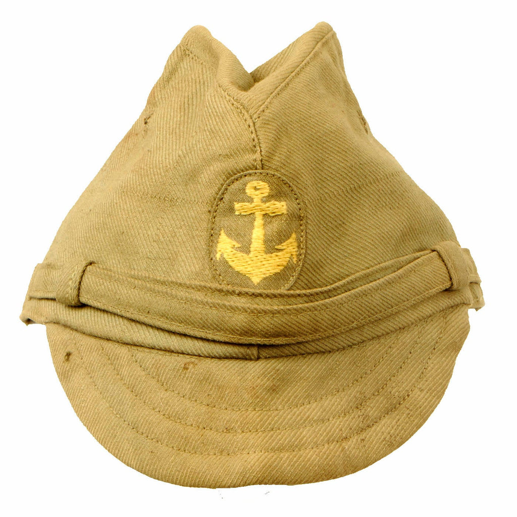 Original WWII Japanese Naval Landing Forces Officer Cotton Forage Cap - SNLF Original Items