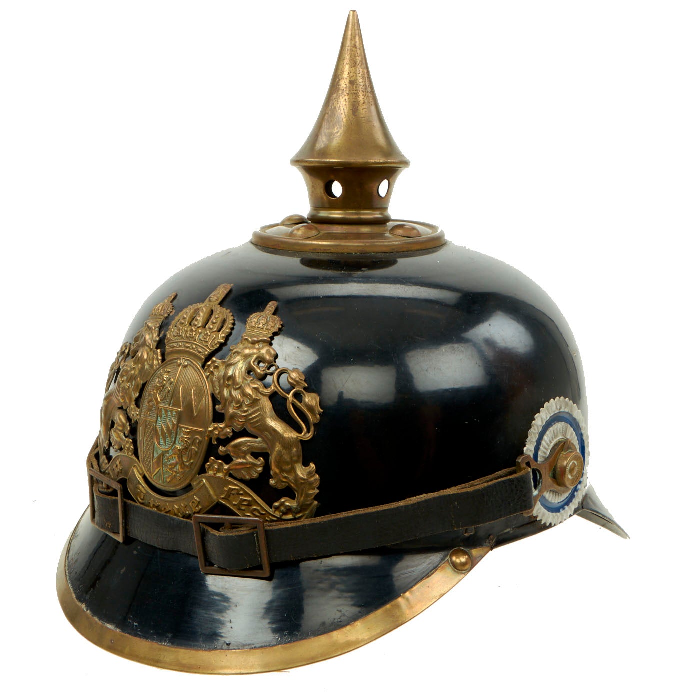 Original German WWI Bavarian Model 1914 Tin Plate Pickelhaube Helmet