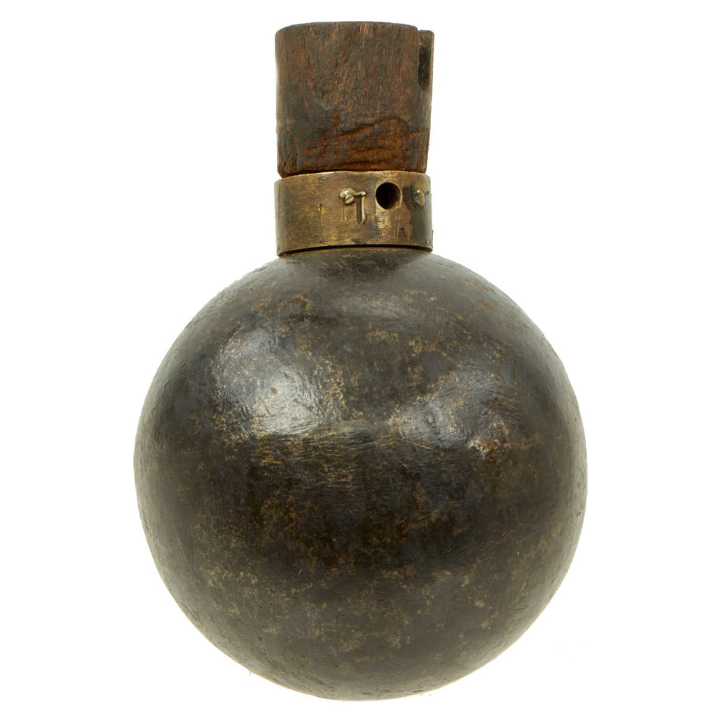 Original French WWI Model 1914 Bracelet Ball Hand Grenade with Fuse & Pull Ring - Inert Original Items