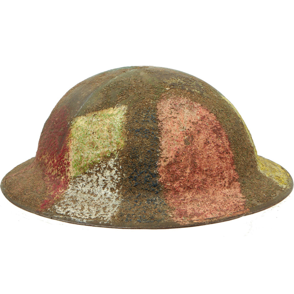 Original U.S. WWI M1917 Doughboy Helmet with Camouflage Panel Textured Paint Original Items