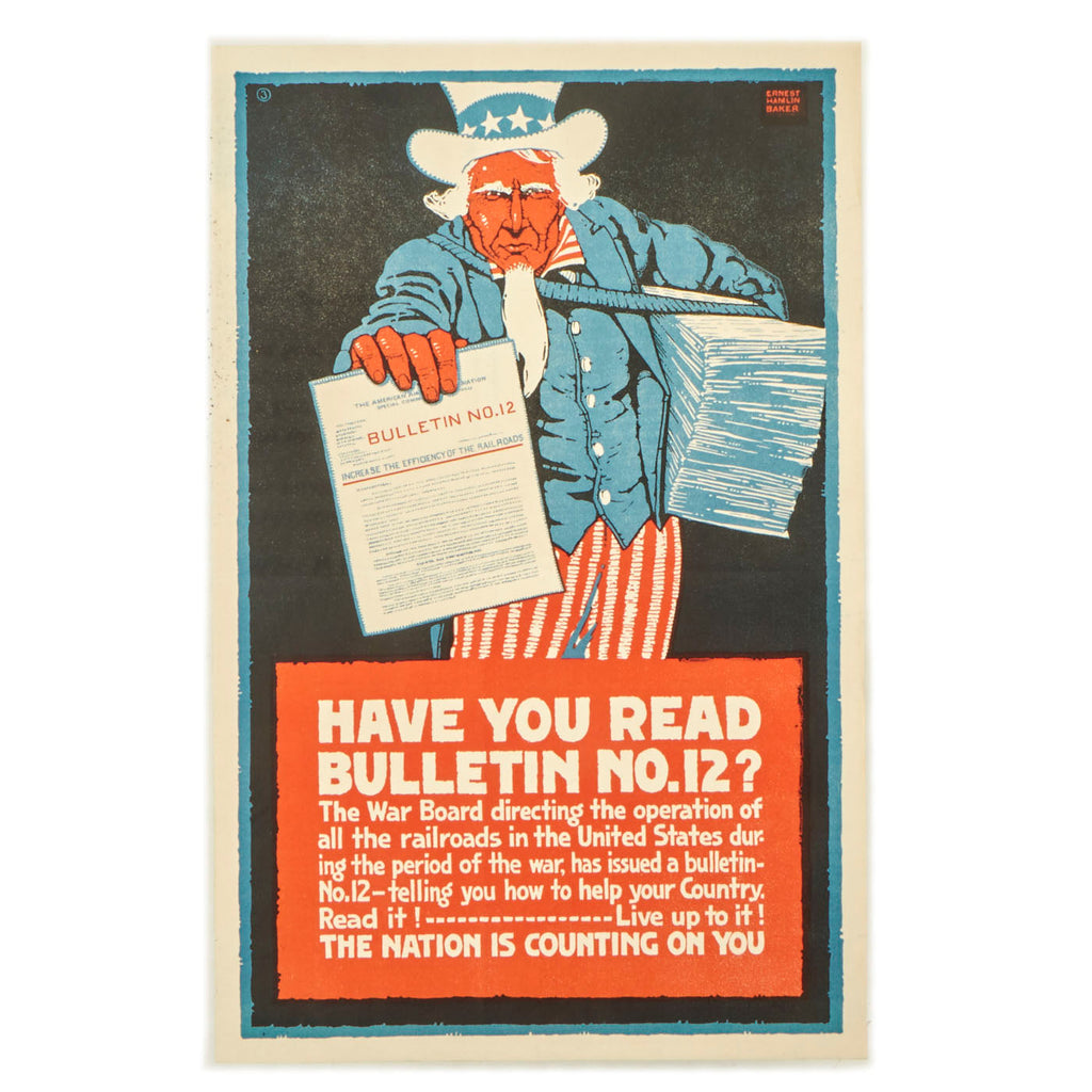Original U.S. WWII Propaganda Poster - Have You Read Bulletin No.12? by E.H. Baker Original Items