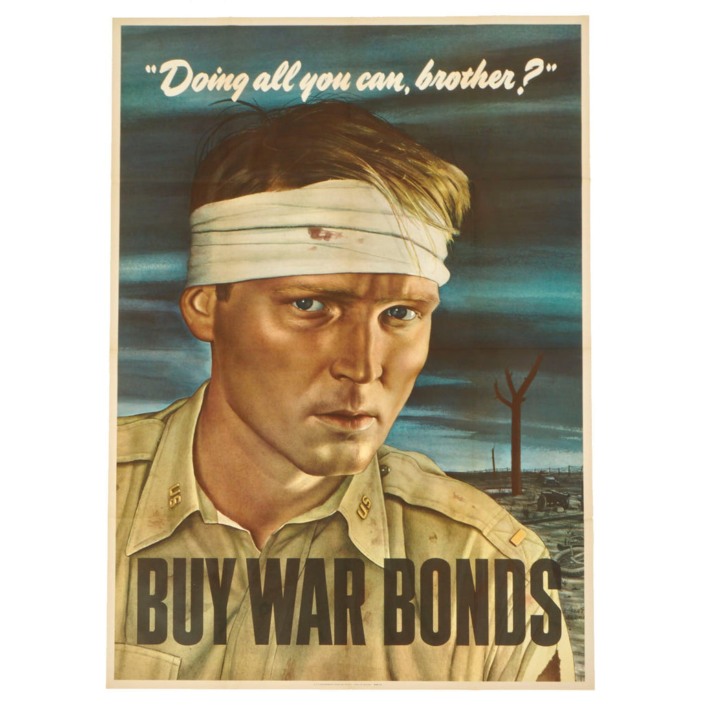 Original U.S. WWII 1943 Propaganda Poster - Doing All You Can Brother? Buy War Bonds Original Items
