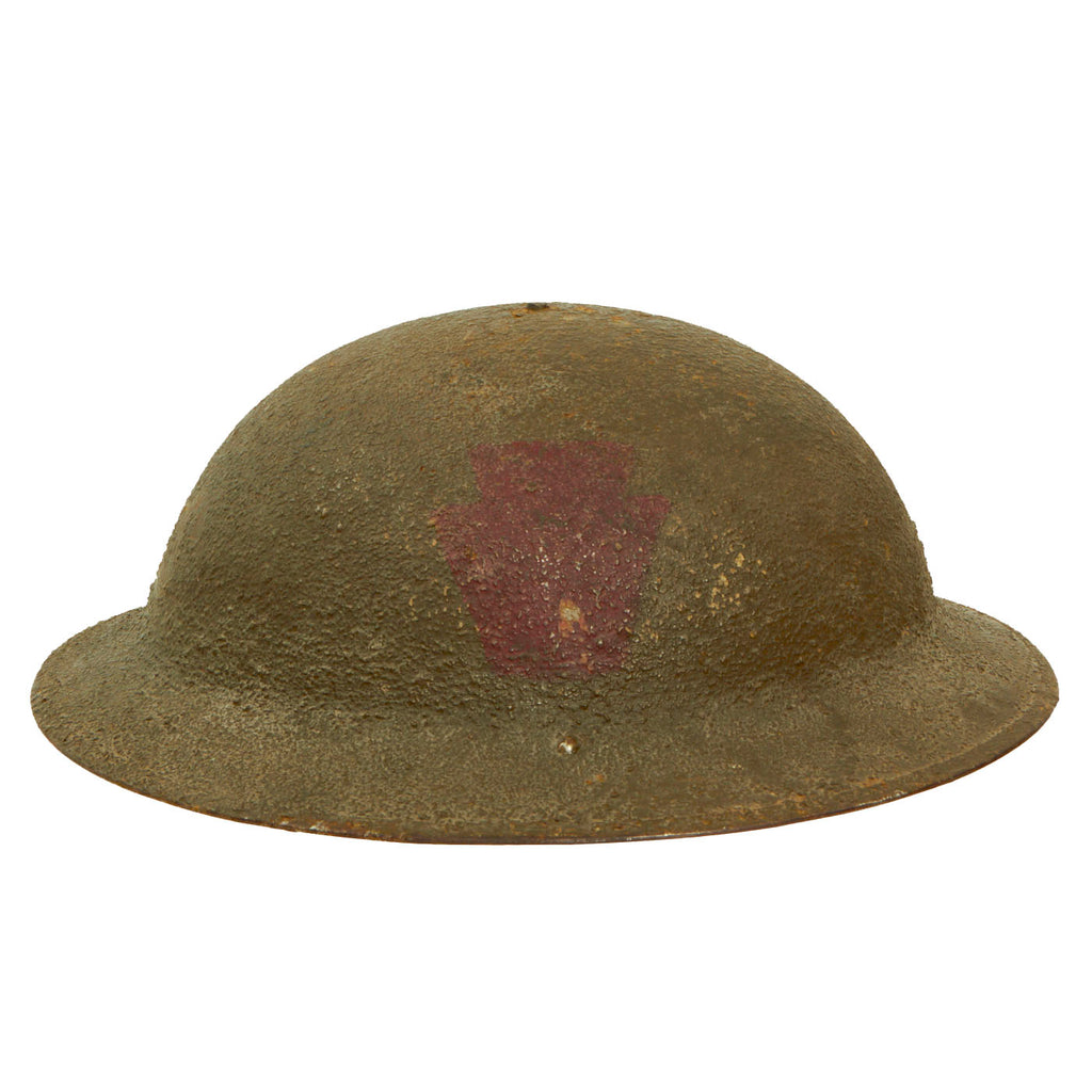 Original U.S. WWI M1917 28th Infantry Division Doughboy Helmet With Textured Paint - Keystone Division Original Items