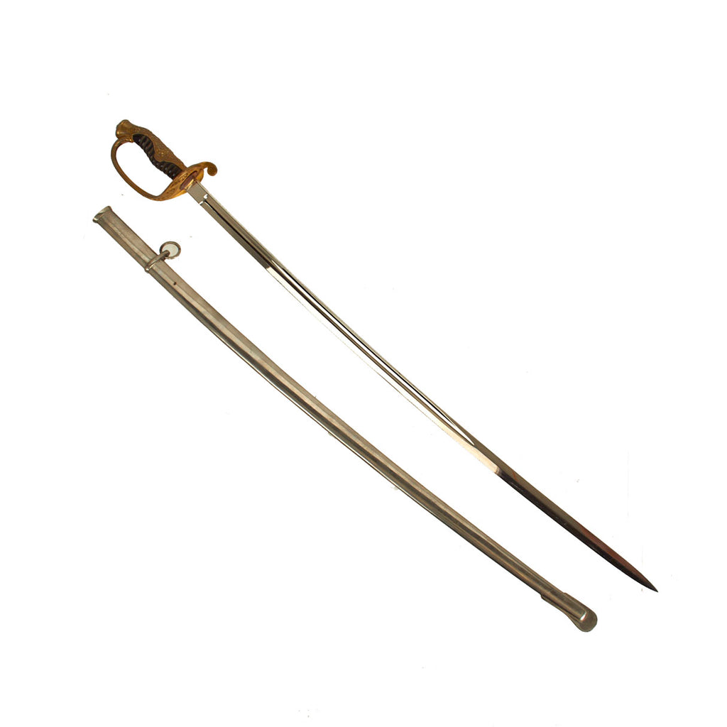 Original WWII Imperial Japanese Army Type 19 Kyu-Gunto Long Nickel Plated Parade Sword with Scabbard Original Items