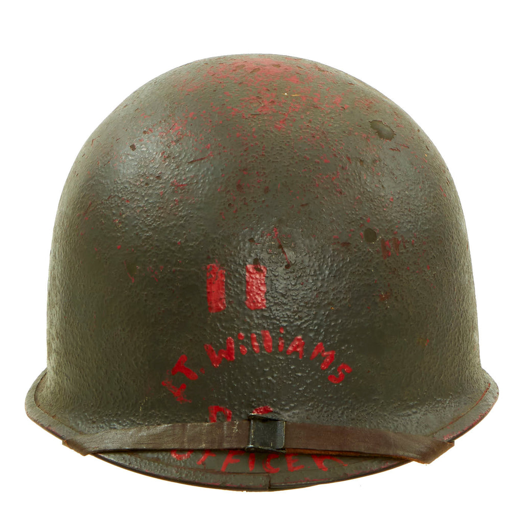 Original WWII U.S. Navy Damage Control Officer’s Painted Front Seam Swivel Bale Schlueter M1 Helmet Complete with Liner Original Items