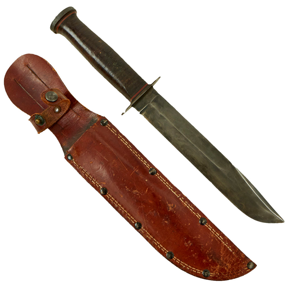 Original U.S. WWII Western G-46-8 "KA-BAR" Style Fighting Knife with Correct Leather Scabbard Original Items