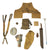 Original U.S. WWII G.I. Field Gear Lot Featuring Mk II Pineapple Grenade Trainer and Machete - 11 Items Original Items