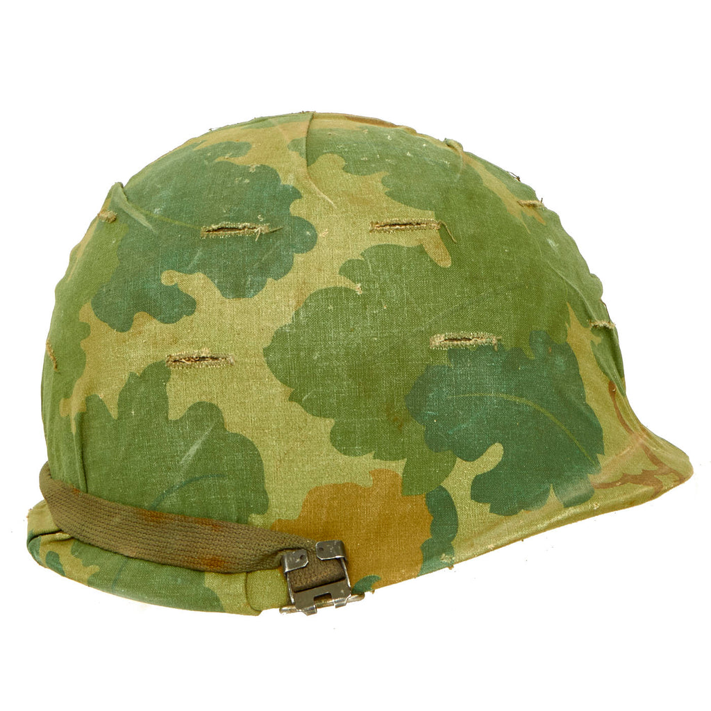 Original U.S. WWII - Vietnam M-1C Paratrooper M1 Helmet With With Reversible Camouflage Cover and Liner - Complete Original Items