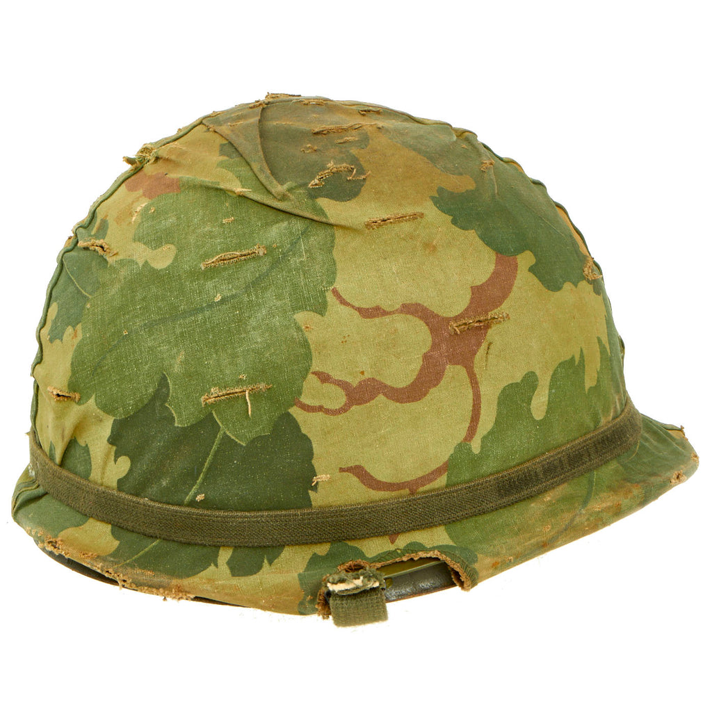 Original U.S. Vietnam M1 Helmet with USMC Camouflage Cover and Firestone Liner Original Items