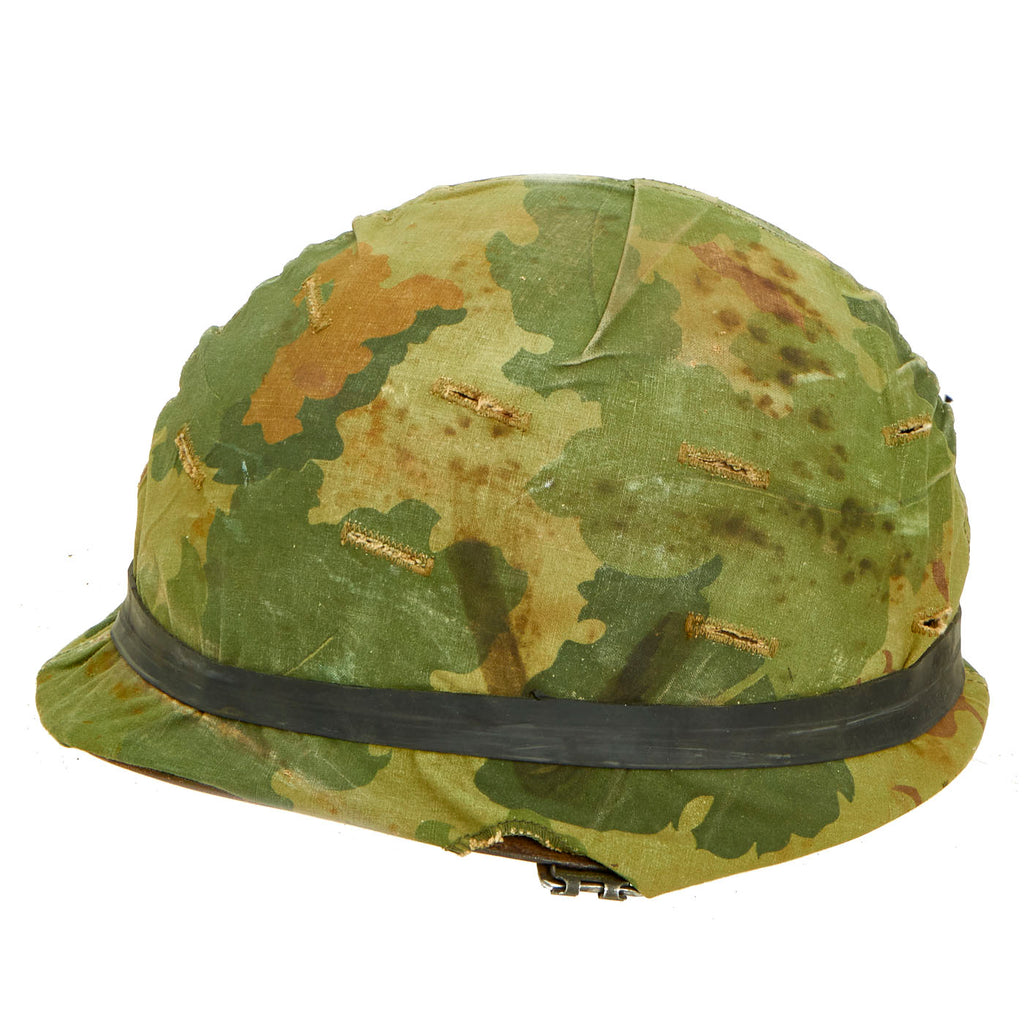 Original U.S. Vietnam M1 Ingersoll Helmet with USMC Camo Cover & Updated WWII Westinghouse Liner Original Items