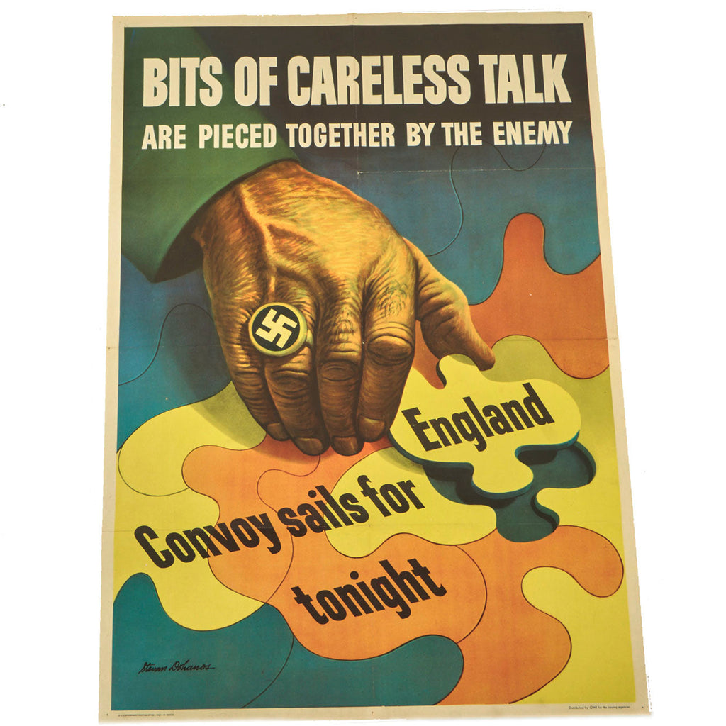 Original U.S. WWII Propaganda Poster: “Bits Of Careless Talk Are Pieced Together By The Enemy” Original Items