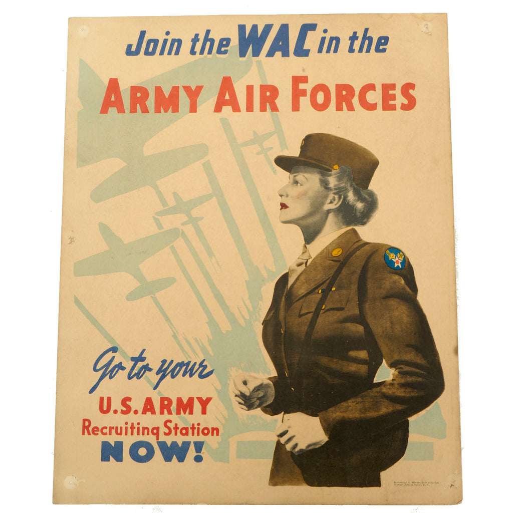 Original U.S. WWII Women’s Army Corps Army Air Forces Recruitment Poster - 16” x 12 ¾” Original Items