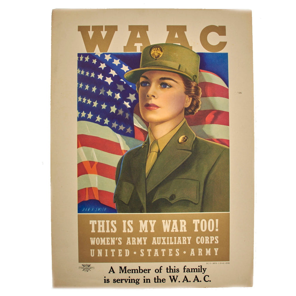 Original U.S. WWII Women’s Army Auxiliary Corps W.A.A.C. “Proud Family” Poster - 12 ½” x 9” Original Items
