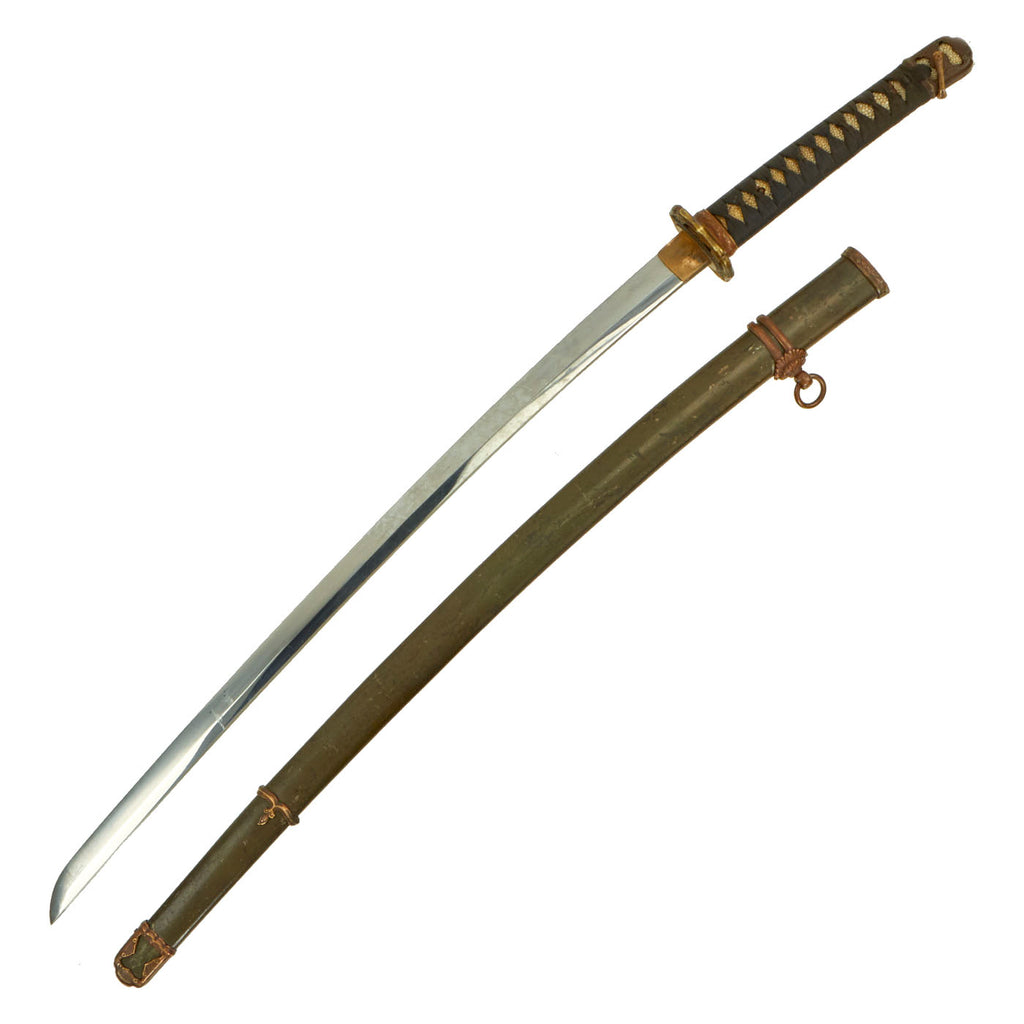 Original WWII Japanese Army Officer Type 98 Shin-Gunto Katana Sword by NOBUKUNI with Steel Scabbard Original Items
