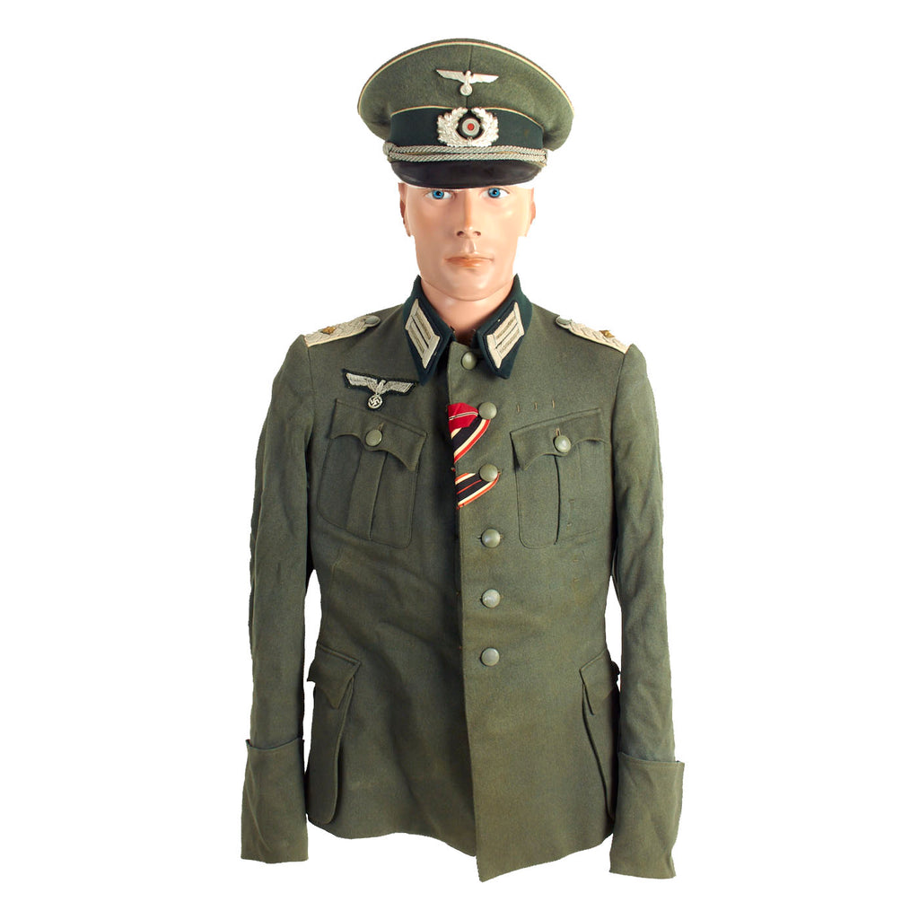 Original German WWII Heer Army Matching Named Infantry Oberstleutnant Officer's M36 Field Tunic & Schirmmütze Visor Cap Set Original Items