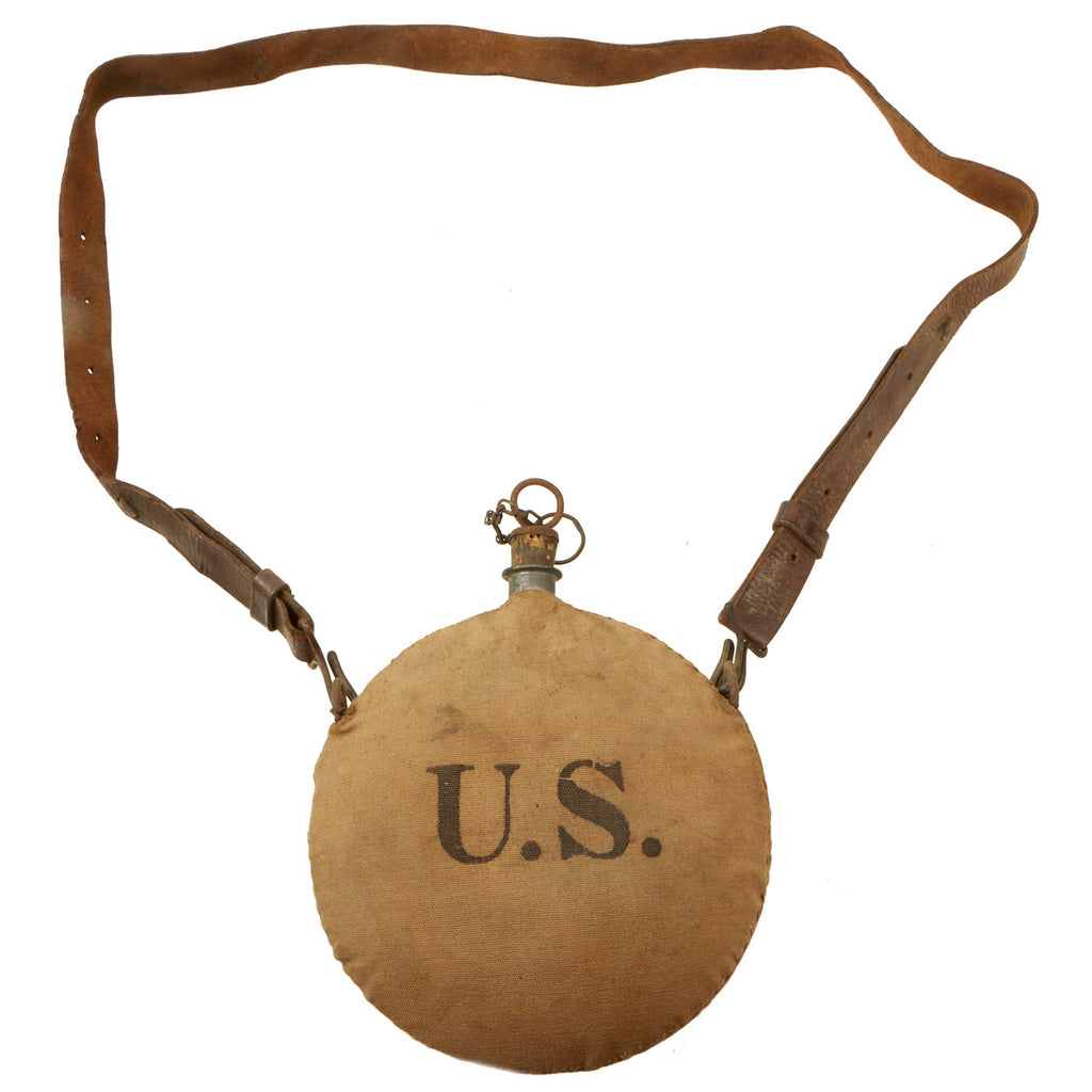 Original U.S. Indian Wars / Spanish-American War- M1878 Canteen w/ Leather Shoulder Strap - Converted Civil War M-1858 Canteen Original Items