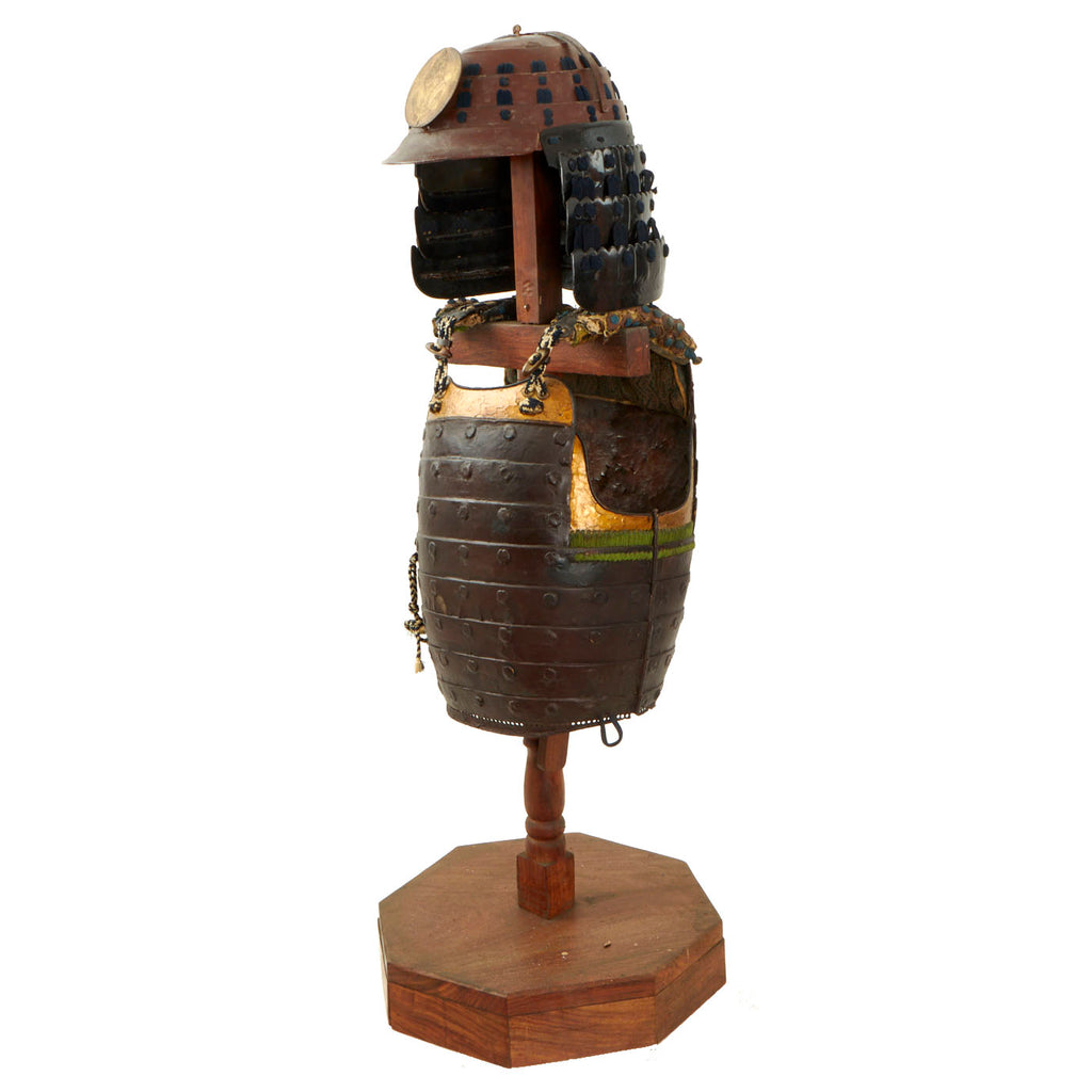 Original 19th Century Japanese Samurai  Edo Period Helmet with Family Crest and Armor Breastplate Set Original Items