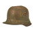 Original German WWI Battle Damaged M16 Stahlhelm Helmet with Camouflage Paint and Liner - marked Si66 Original Items