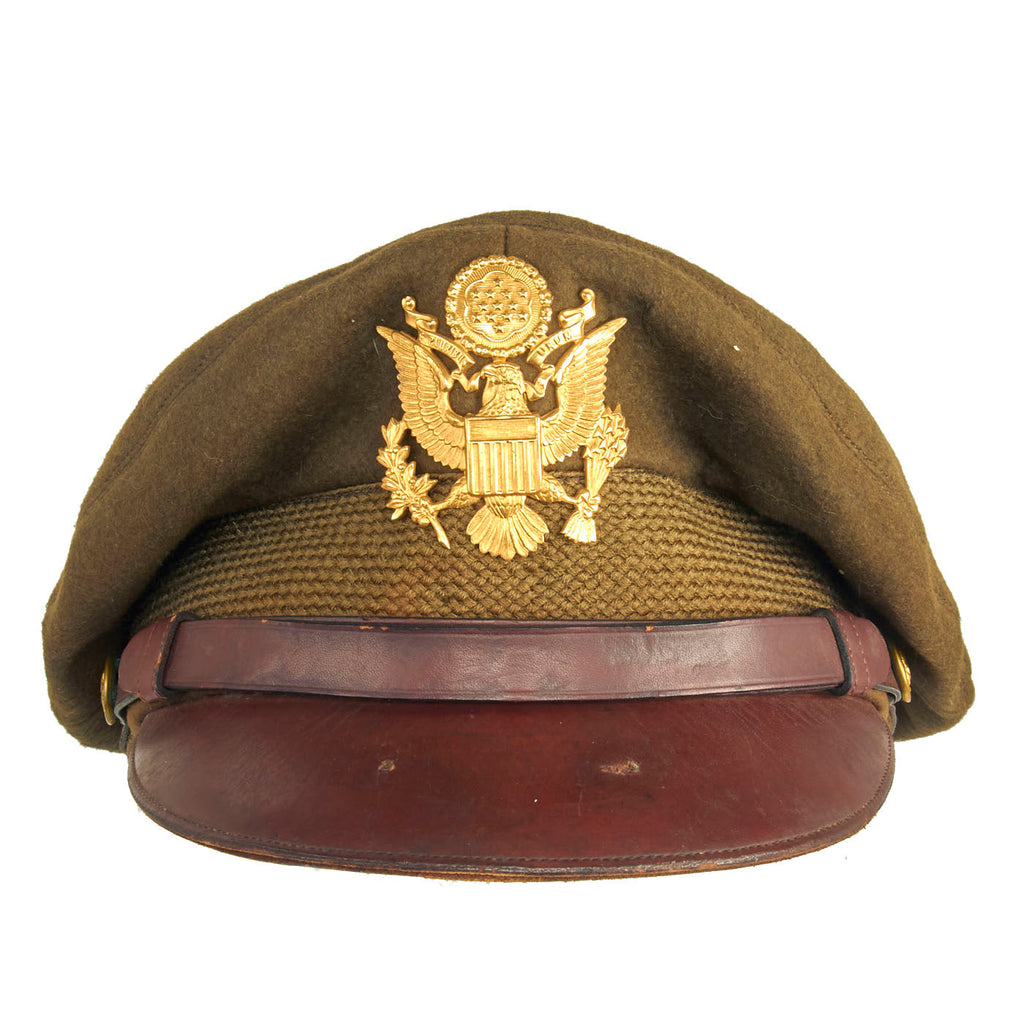 Original U.S. WWII USAAF Named Officer Winter Crush Visor Cap by Luxenberg of New York Original Items