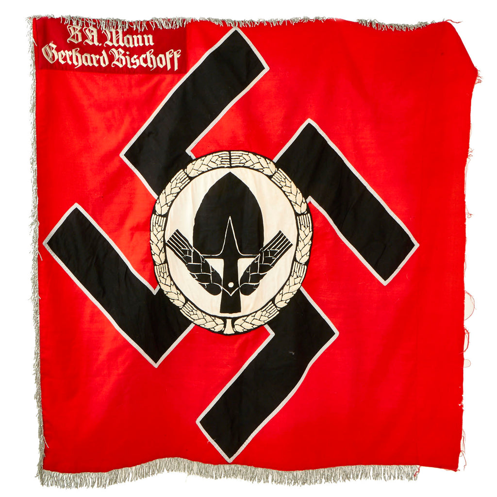 Original German WWII RAD Reich Labour Service Honor Standard Flag - SA. Mann Gerhard Bischoff - 48" x 48" Original Items