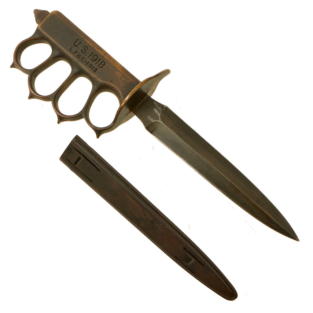 Original U.S. WWI Model 1918 Mark I Trench Knife by L. F. & C. with 1918 dated Steel Scabbard Original Items