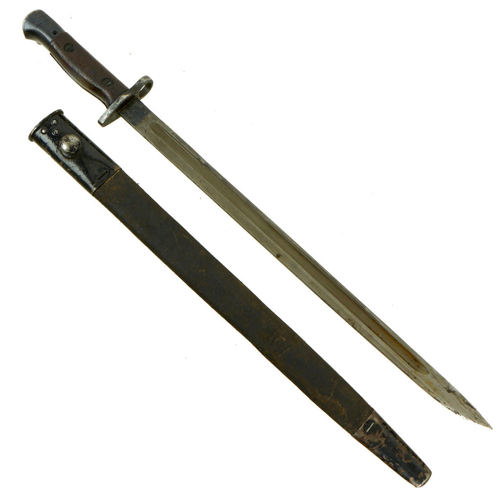 Original British WWI P-1907 Enfield Bayonet by SANDERSON with No. I Mk. II Scabbard - Dated 1918 Original Items