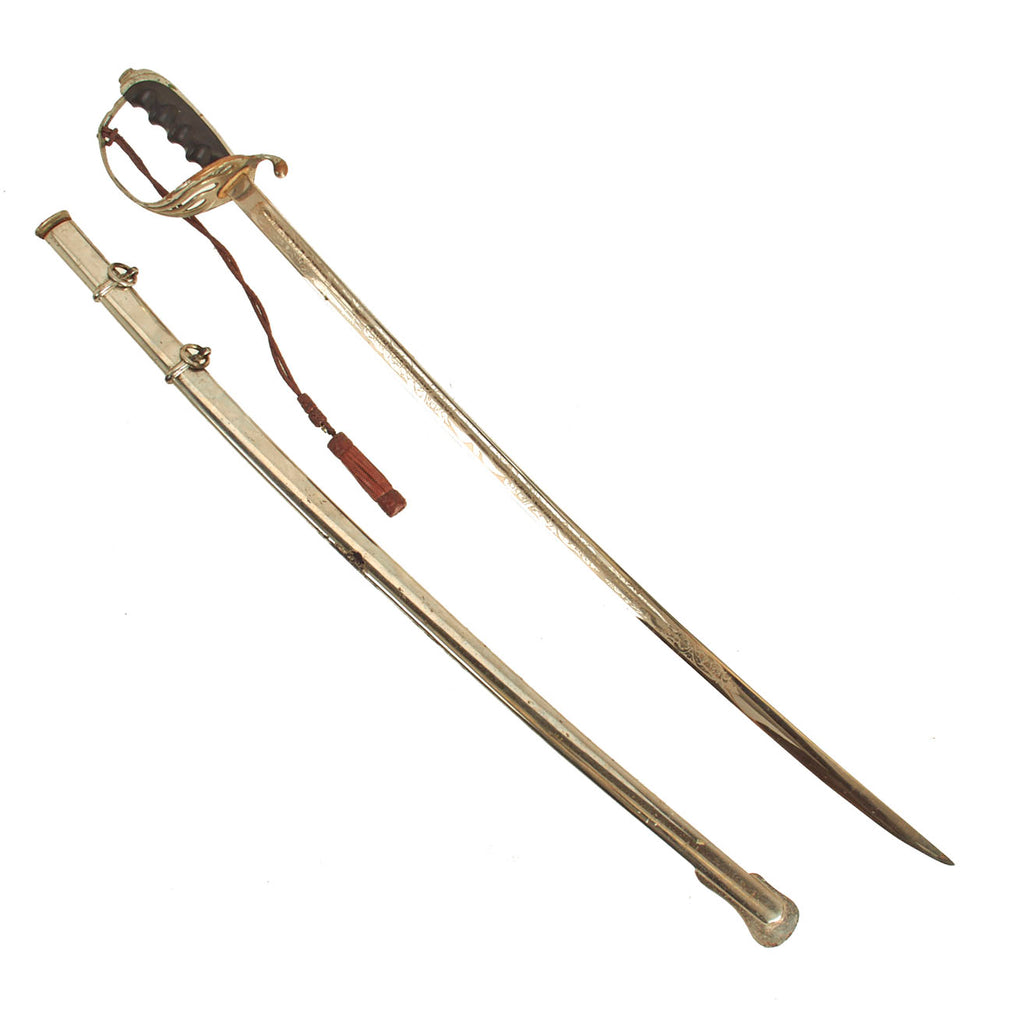 Original U.S. WWI Era Model 1902 Army Officers Triple Etched Dress Sword with Scabbard by Alfredo Koensch of Manila Original Items