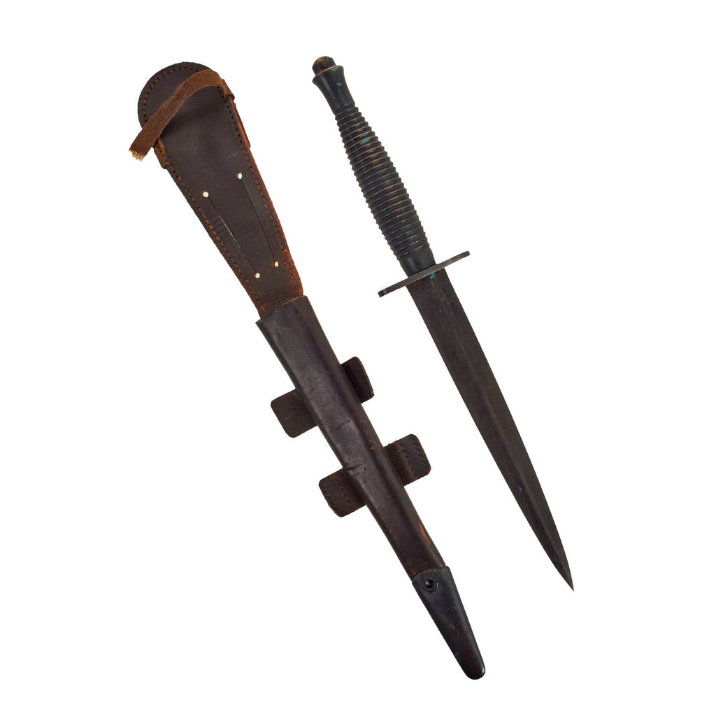 Original British WWII Early 3rd Pattern Fairbairn-Sykes Fighting Knife with Scabbard Original Items