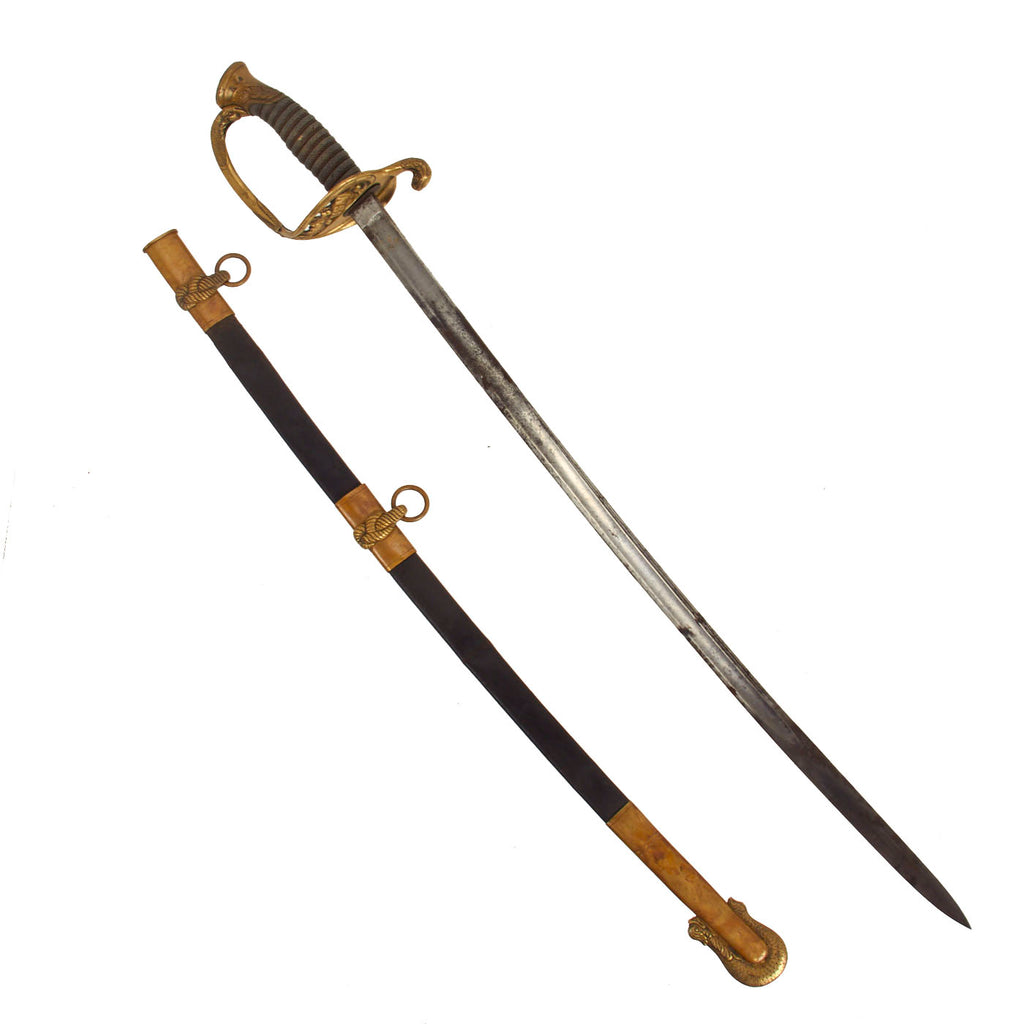 Original U.S. Civil War Navy Model 1852 Officer's Dress Sword with Original Leather Scabbard Original Items