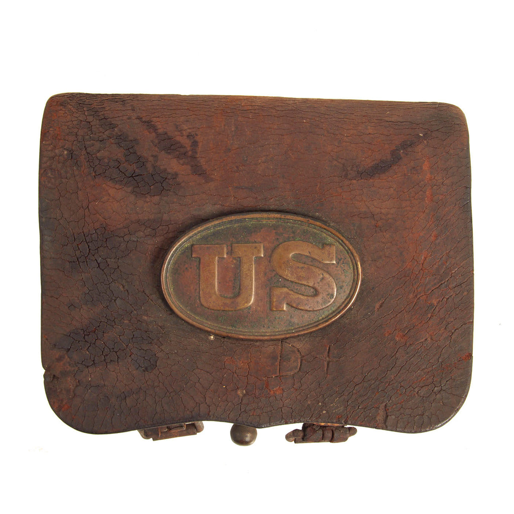 Original U.S. Civil War Model 1861 Cartridge Box with Original Tin Inserts and Box Plate Original Items