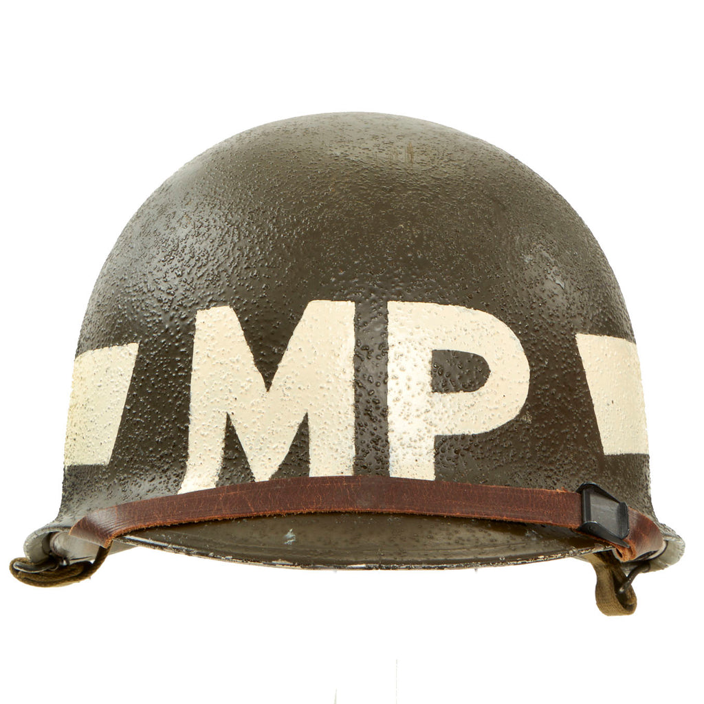 Original U.S. WWII MP Military Police M-1 Swivel Bale Helmet - 1944 Produced Shell Original Items