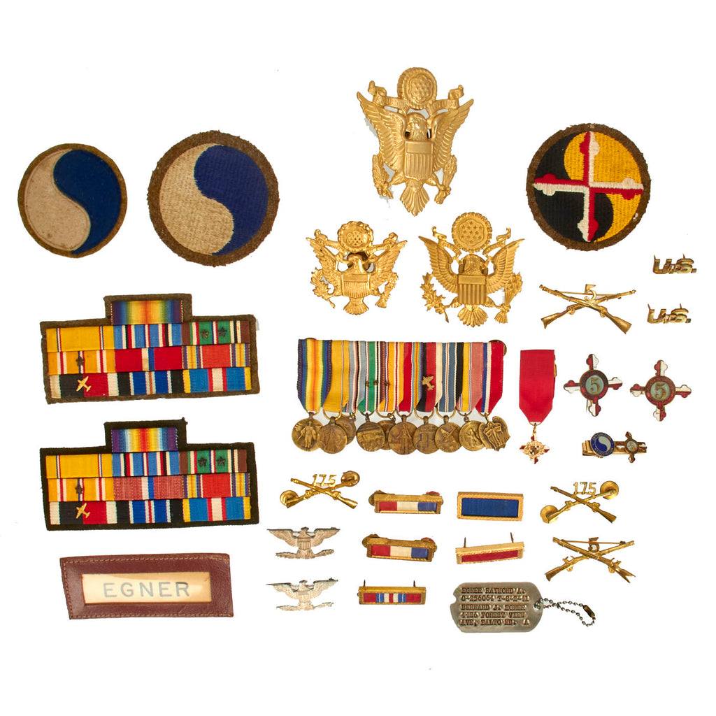 Original U.S. WWII 29th Infantry Division Grouping for Raymond Egner, Defense Counsel at Japanese General War Crimes Trial - Gen. Tomoyuki Yamashita Original Items