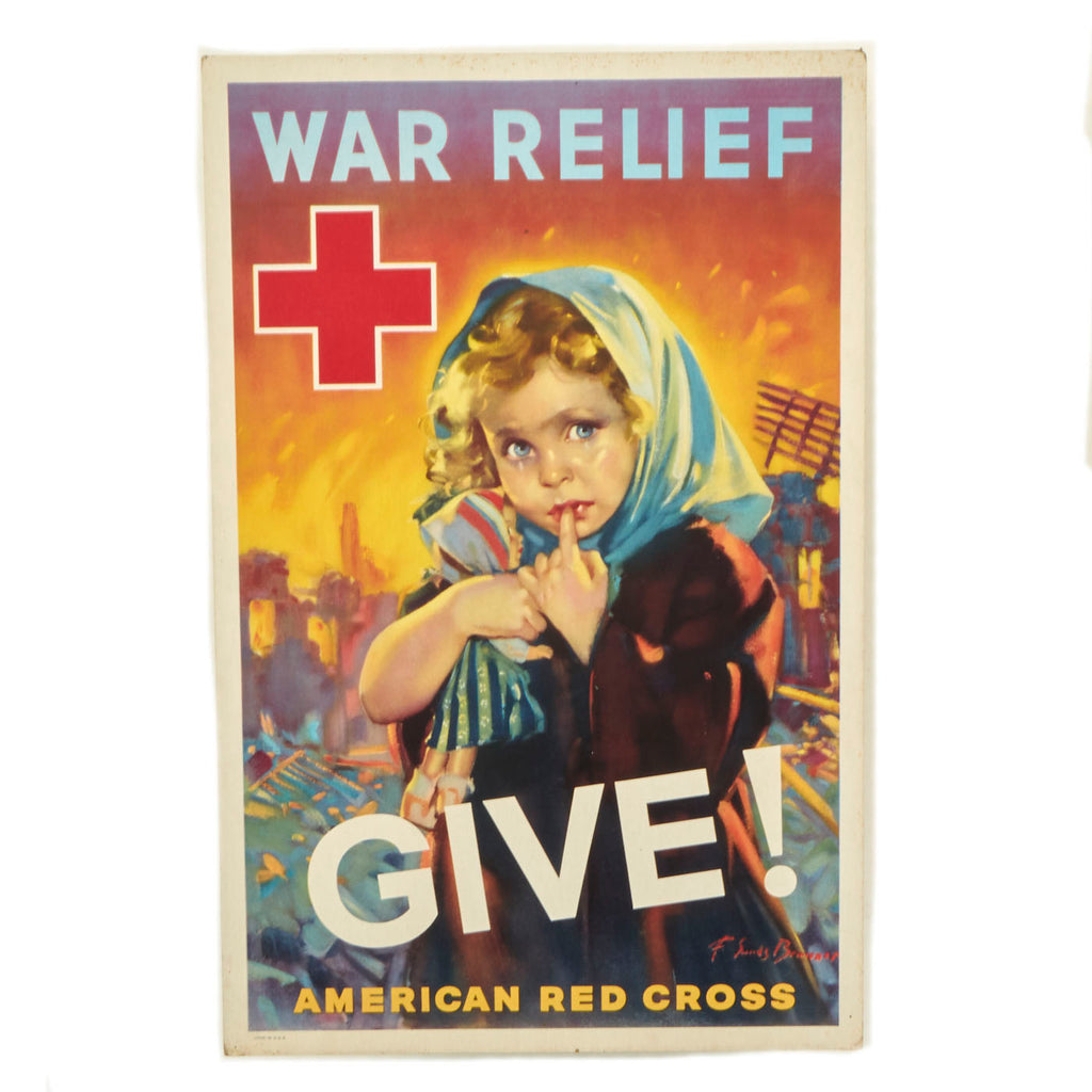Original U.S. WWII War Relief Red Cross Propaganda Poster - “GIVE!” - 13” x 20” Original Items