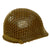 Original U.S. WWII M1 McCord Front Seam, Swivel Bale Helmet with Period Markings, Net and Firestone Liner Original Items