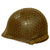 Original U.S. WWII M1 McCord Front Seam, Swivel Bale Helmet with Period Markings, Net and Firestone Liner Original Items