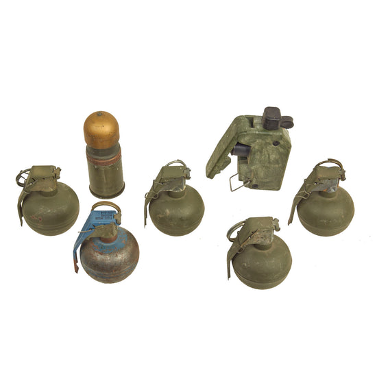 Original U.S. Vietnam War Era - Post Vietnam Era Inert M69 Practice Fragmentation Grenade Lot With Claymore “Clacker” and More - 7 Items Original Items