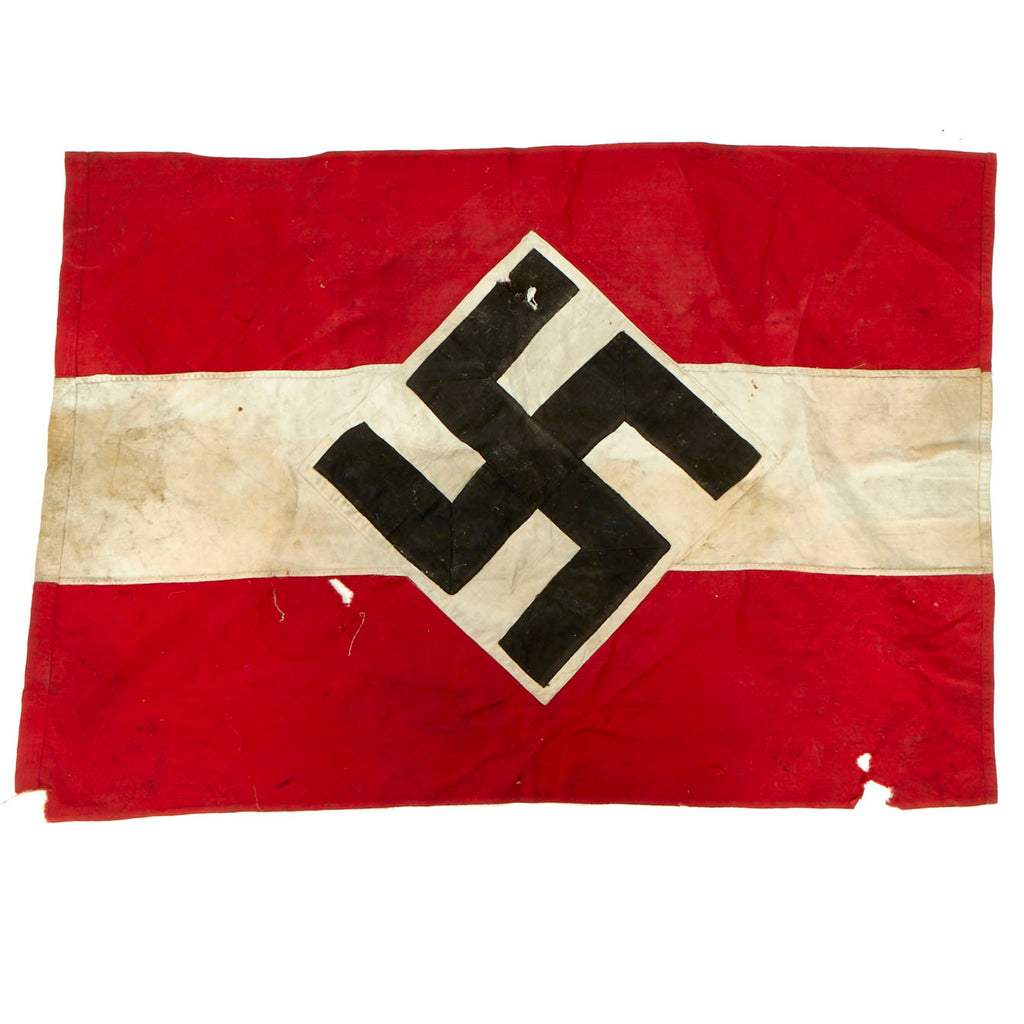Original German WWII Service Worn HJ National Youth Organization Small Camp Flag - 22" x 31" Original Items