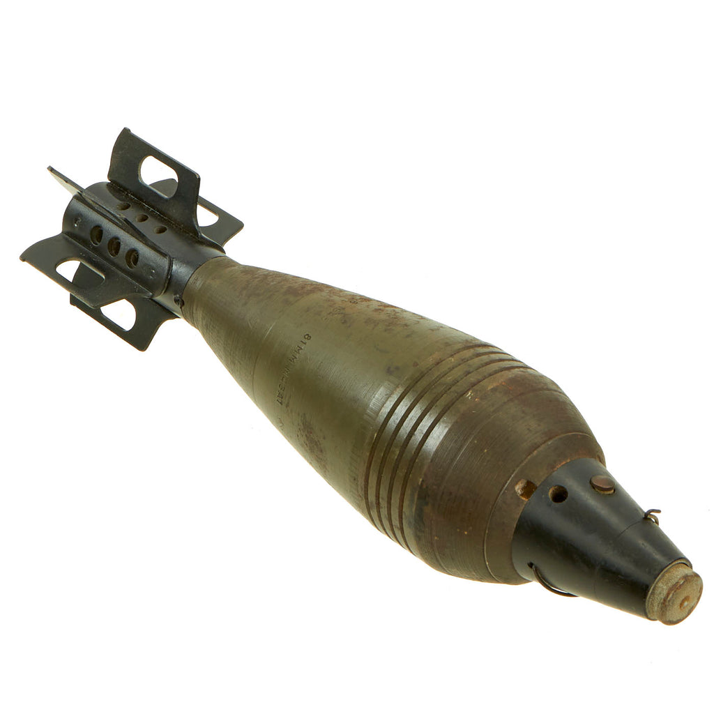 Original U.S. WWII INERT 81mm M43A1 HE Mortar Round With Bakelite M52 PDF Fuze - Dated 1945 Original Items