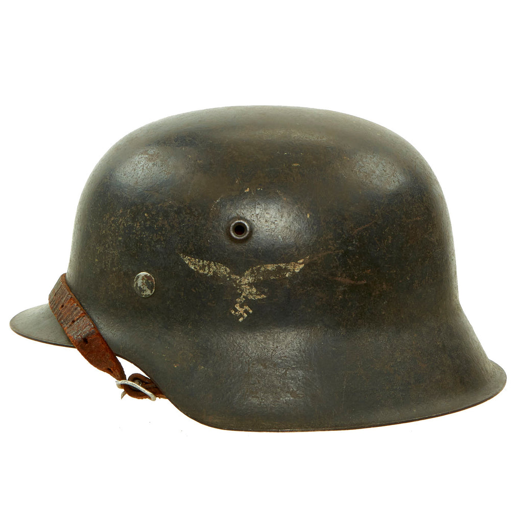 Original German WWII M42 Single Decal Luftwaffe Helmet with Liner & Chinstrap - ET64 Original Items