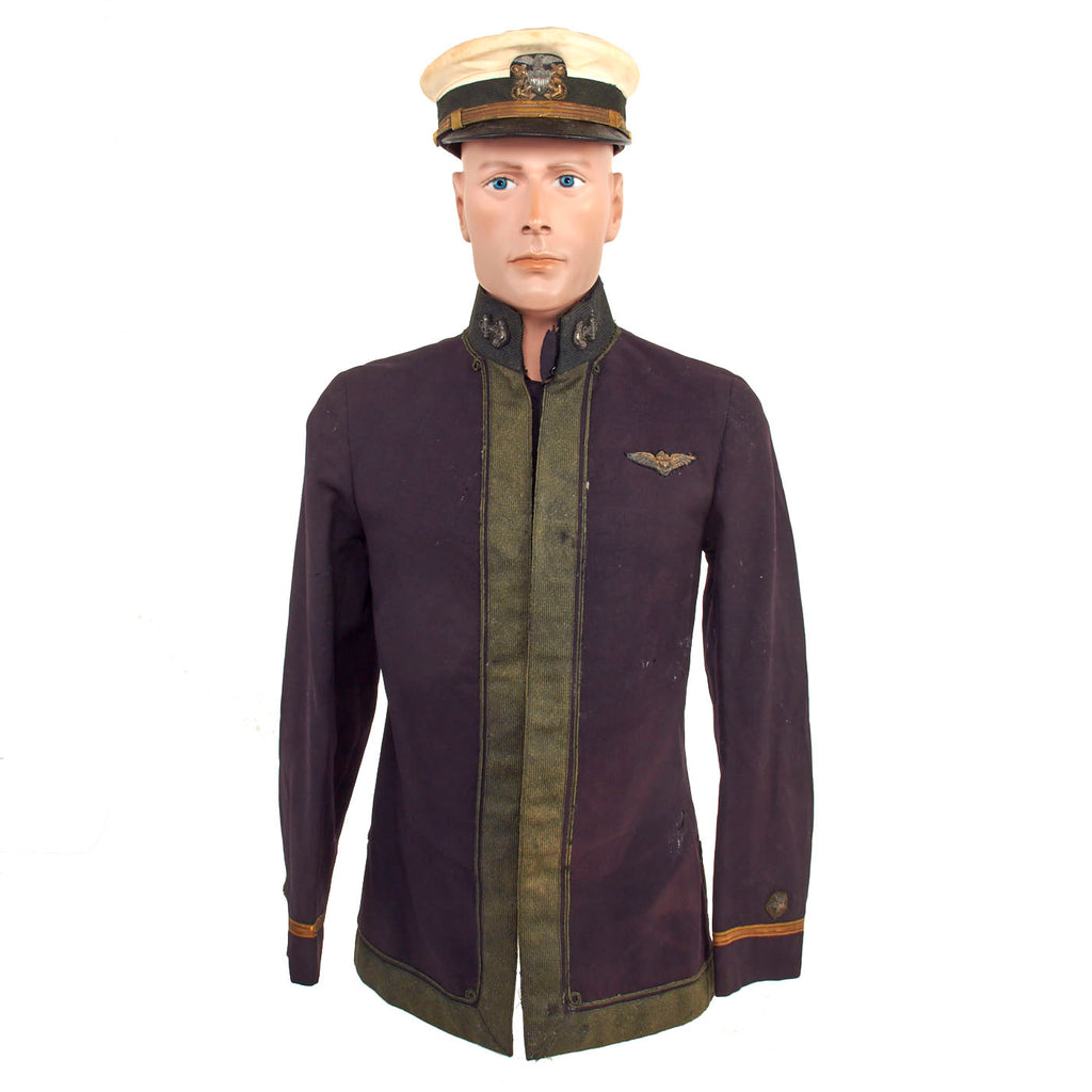 Original U.S. WWI Navy Named Naval Aviator M1895 Pattern Undress Jacket with Forage Cap and Photo - Dated 1918 Original Items