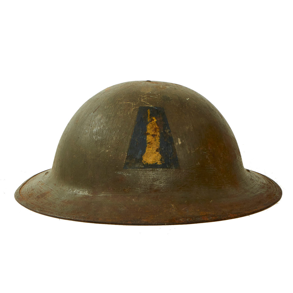 Original U.S. WWI M1917 77th Infantry Division Doughboy Helmet - Statue of Liberty Division - Complete Helmet Original Items