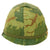 Original U.S. WWII - Early Vietnam War M1 Helmet With Mitchell Pattern Camouflage Helmet Cover, Elastic Band, and Early Vietnam Liner. Original Items