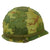 Original U.S. WWII - Early Vietnam War M1 Helmet With Mitchell Pattern Camouflage Helmet Cover, Elastic Band, and Early Vietnam Liner. Original Items