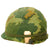 Original U.S. WWII - Early Vietnam War M1 Helmet With Mitchell Pattern Camouflage Helmet Cover, Elastic Band, and Early Vietnam Liner. Original Items
