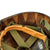 Original U.S. WWII - Early Vietnam War M1 Helmet With Mitchell Pattern Camouflage Helmet Cover, Elastic Band, and Early Vietnam Liner. Original Items