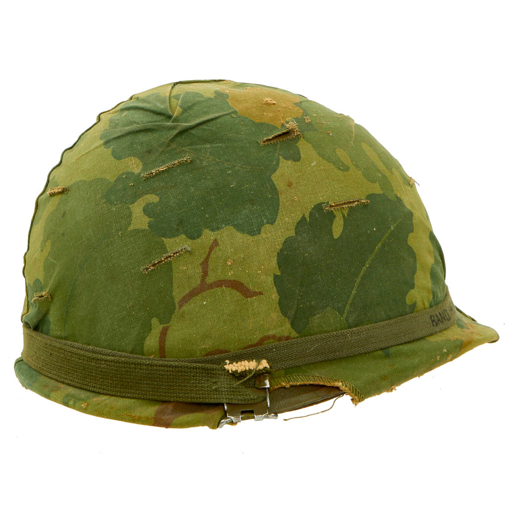 Original U.S. WWII Vietnam War M1 Helmet with USMC Reversible Camouflage Cover Original Items