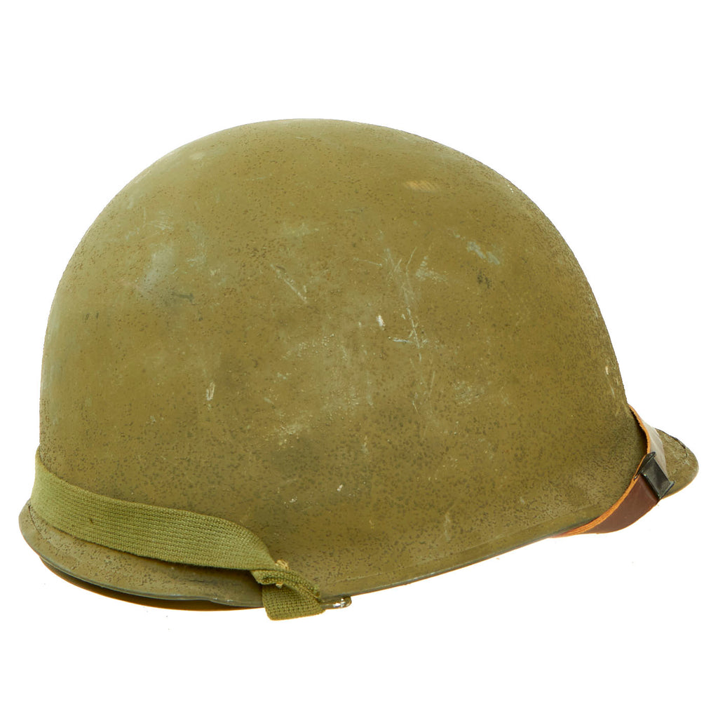 Original U.S. WWII Unissued M1 Schlueter Rear Seam Swivel Bale Helmet with Firestone Liner - Complete Original Items