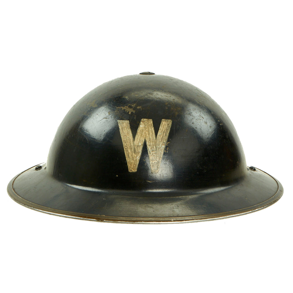 Original British WWII Air Raid Warden Painted Brodie MkII Steel Helmet - Dated 1939 Original Items