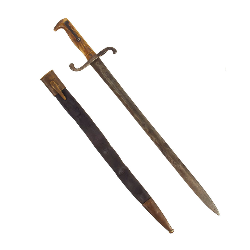 Original German Mauser Model 1871 Rifle Bayonet by Alex. Coppel dated 1880 with Scabbard - Regiment Marked Original Items