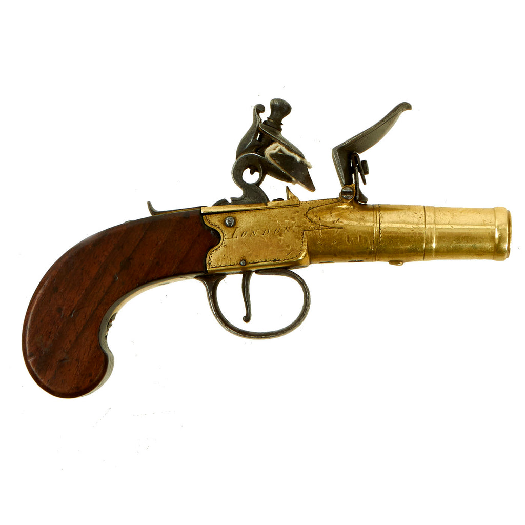 Original British Brass Framed Flintlock Pocket Pistol by E.D. Nicholson of Cornhill, London - circa 1790 Original Items